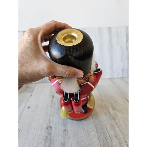 Nutcracker candle holder wooden unique vintage soldier Xmas centerpiece home dec - Picture 5 of 8